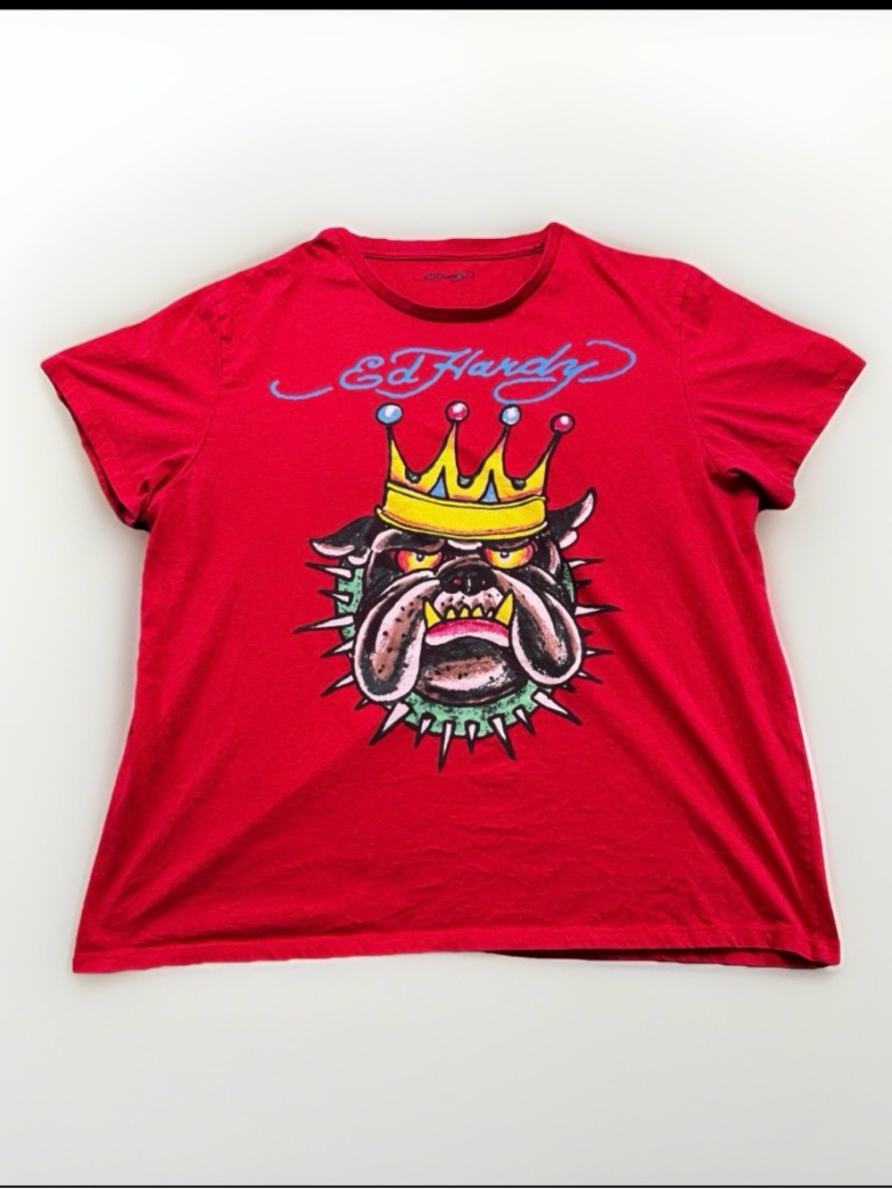 Ed Hardy Shirt Mens XL Red Bulldog Crown Graphic Tee Don Ed Hardy Designs Tattoo